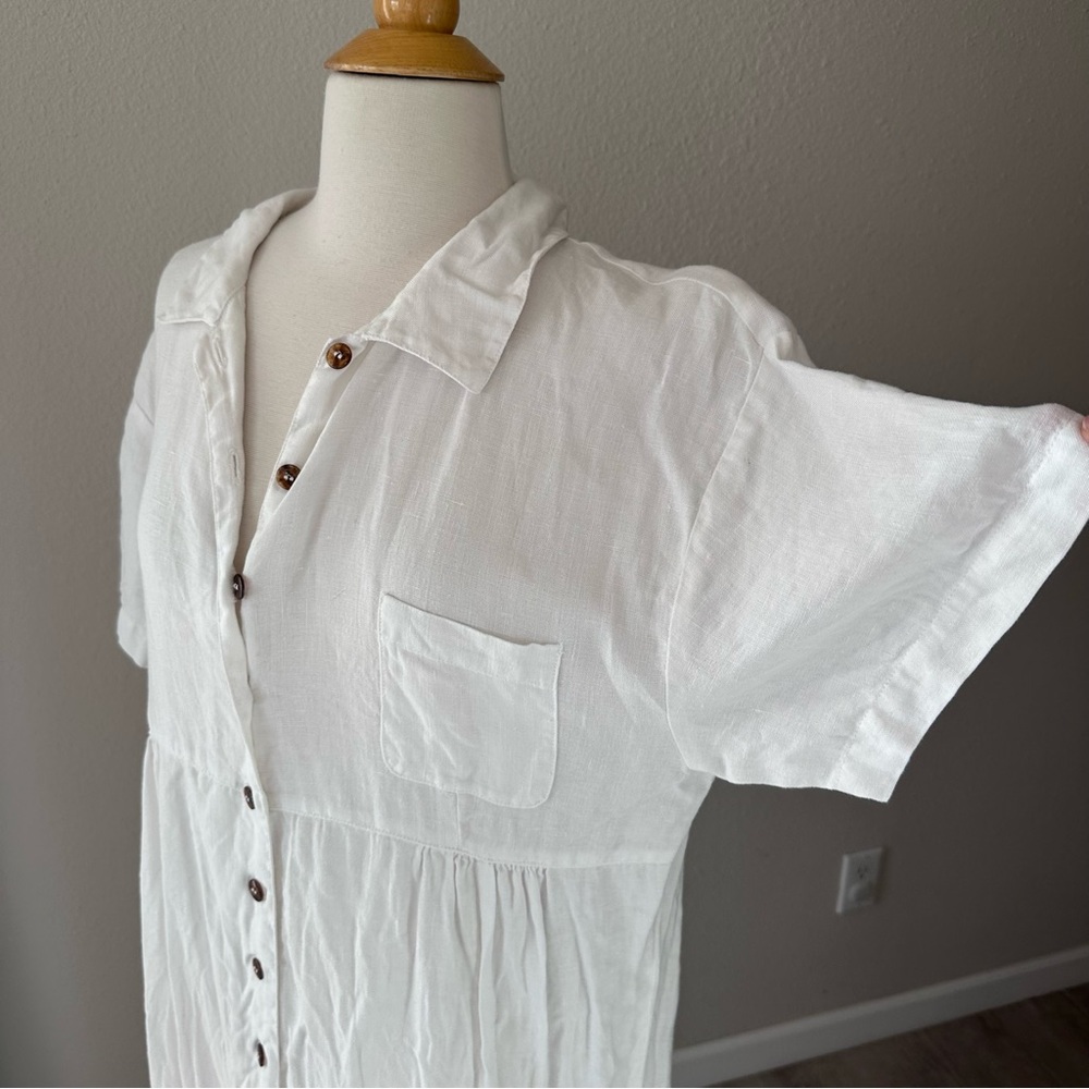 Vintage Kiko Clothing 100% Linen Button Down Maxi Dress - Picture 3 of 8
